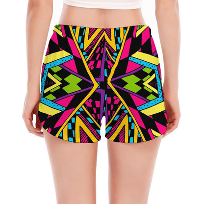 Ethnic Psychedelic Trippy Print Women's Split Running Shorts