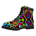 Ethnic Psychedelic Trippy Print Padded Collar Lace Up Boots