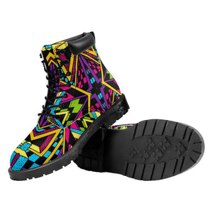 Ethnic Psychedelic Trippy Print Work Boots