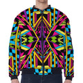 Ethnic Psychedelic Trippy Print Zip Sleeve Bomber Jacket