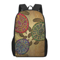 Ethnic Sea Turtles Print 17 Inch Backpack