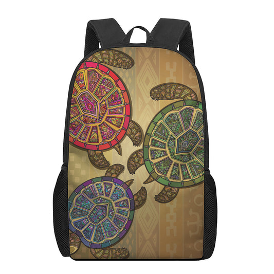 Ethnic Sea Turtles Print 17 Inch Backpack