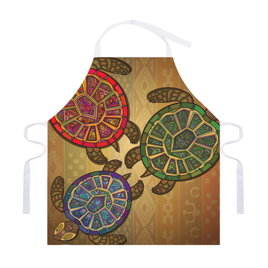 Ethnic Sea Turtles Print Adjustable Apron