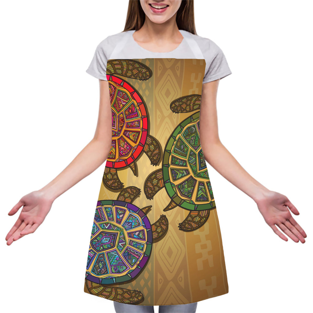 Ethnic Sea Turtles Print Adjustable Apron