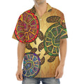 Ethnic Sea Turtles Print Aloha Shirt