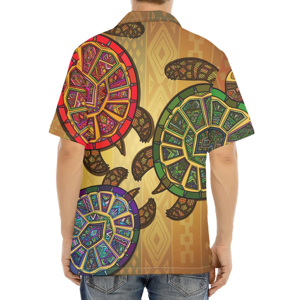 Ethnic Sea Turtles Print Aloha Shirt