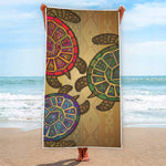 Ethnic Sea Turtles Print Beach Towel