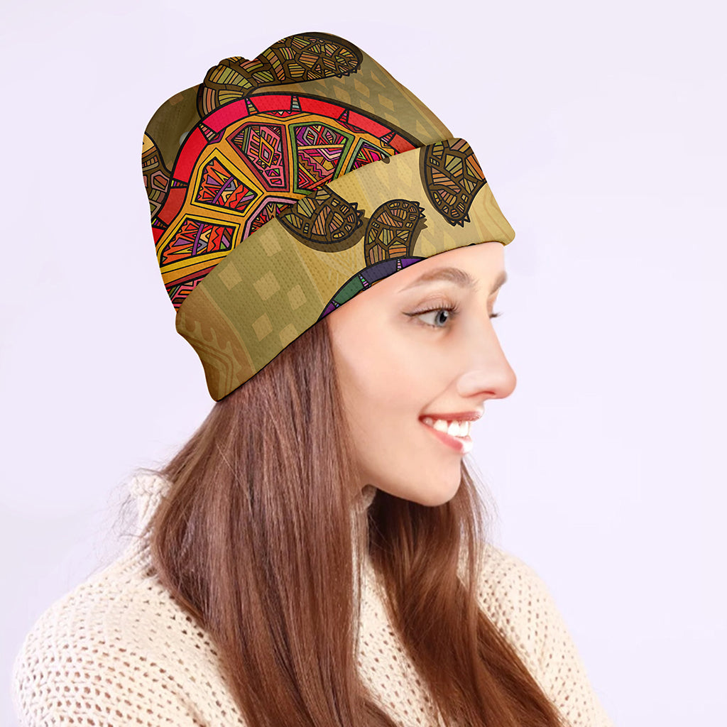 Ethnic Sea Turtles Print Beanie