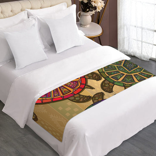 Ethnic Sea Turtles Print Bed Runner