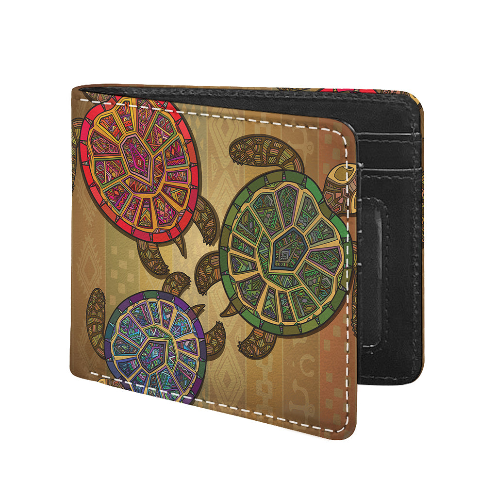 Ethnic Sea Turtles Print Bifold Wallet