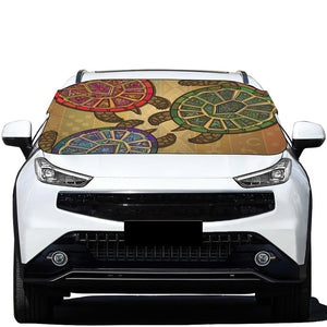 Ethnic Sea Turtles Print Car Windshield Snow Cover