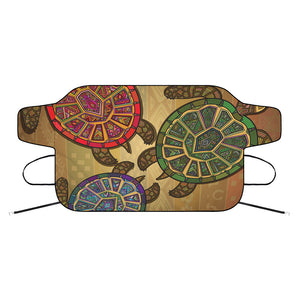 Ethnic Sea Turtles Print Car Windshield Snow Cover