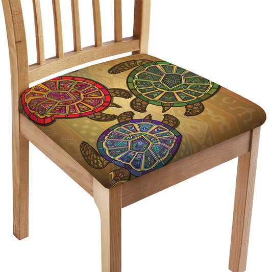 Ethnic Sea Turtles Print Chair Cushion Cover