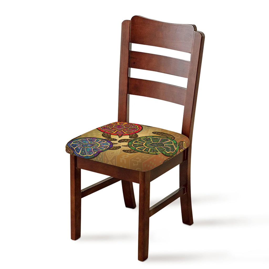Ethnic Sea Turtles Print Chair Cushion Cover