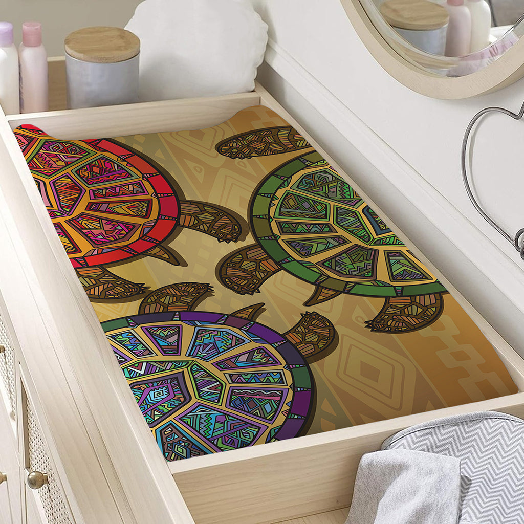 Ethnic Sea Turtles Print Changing Pad Cover