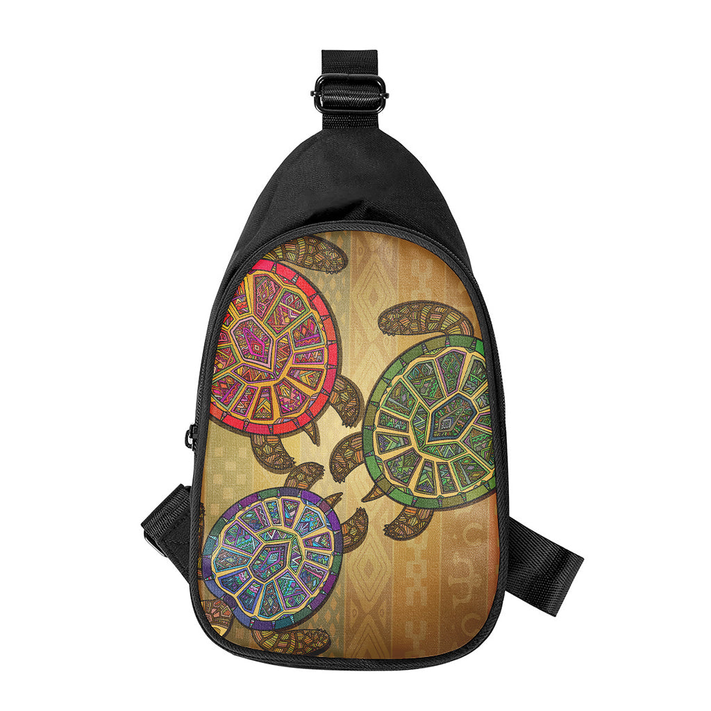 Ethnic Sea Turtles Print Chest Bag