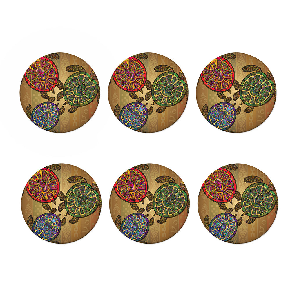 Ethnic Sea Turtles Print Coaster Set