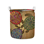 Ethnic Sea Turtles Print Collapsible Laundry Basket