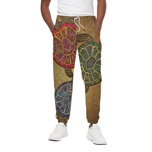 Ethnic Sea Turtles Print Cotton Pants