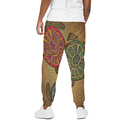Ethnic Sea Turtles Print Cotton Pants