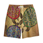 Ethnic Sea Turtles Print Cotton Shorts