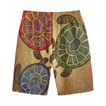 Ethnic Sea Turtles Print Cotton Shorts