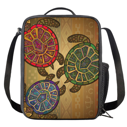 Ethnic Sea Turtles Print Crossbody Lunch Bag