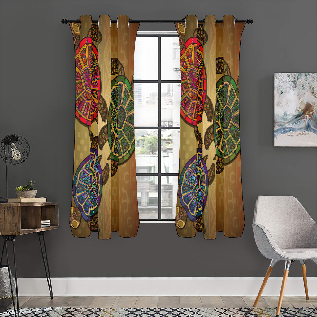 Ethnic Sea Turtles Print Curtain