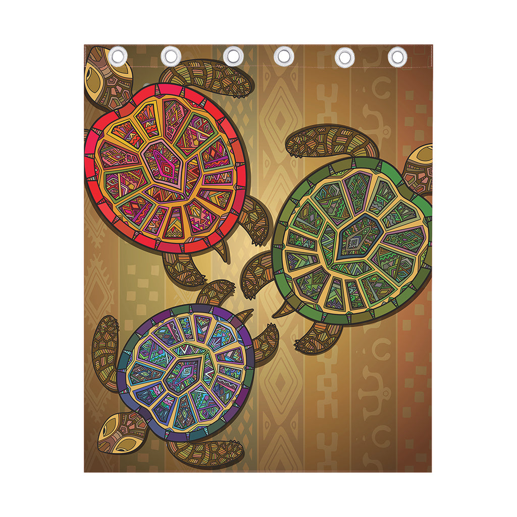 Ethnic Sea Turtles Print Curtain