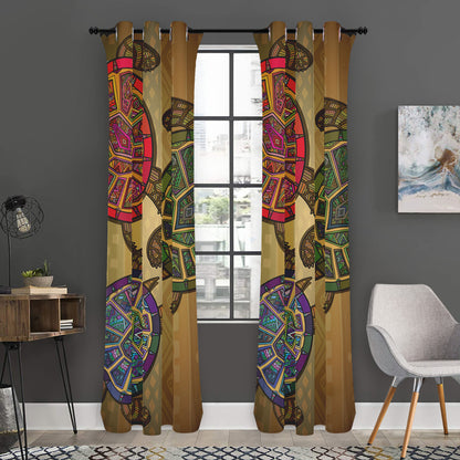 Ethnic Sea Turtles Print Curtain