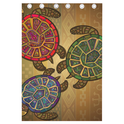Ethnic Sea Turtles Print Curtain