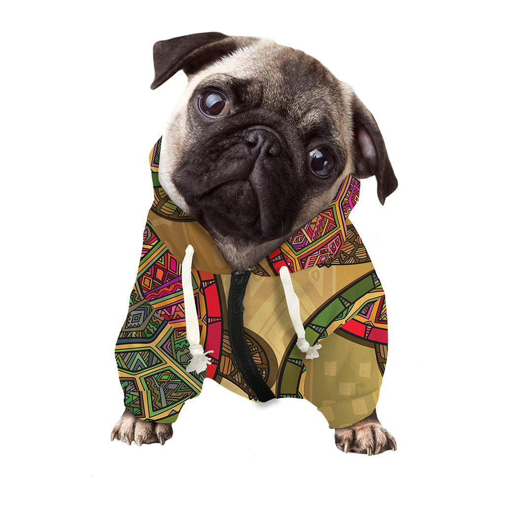 Ethnic Sea Turtles Print Dog Zip Up Hoodie