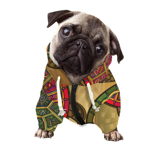 Ethnic Sea Turtles Print Dog Zip Up Hoodie