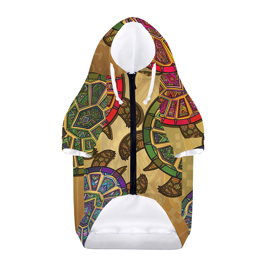 Ethnic Sea Turtles Print Dog Zip Up Hoodie