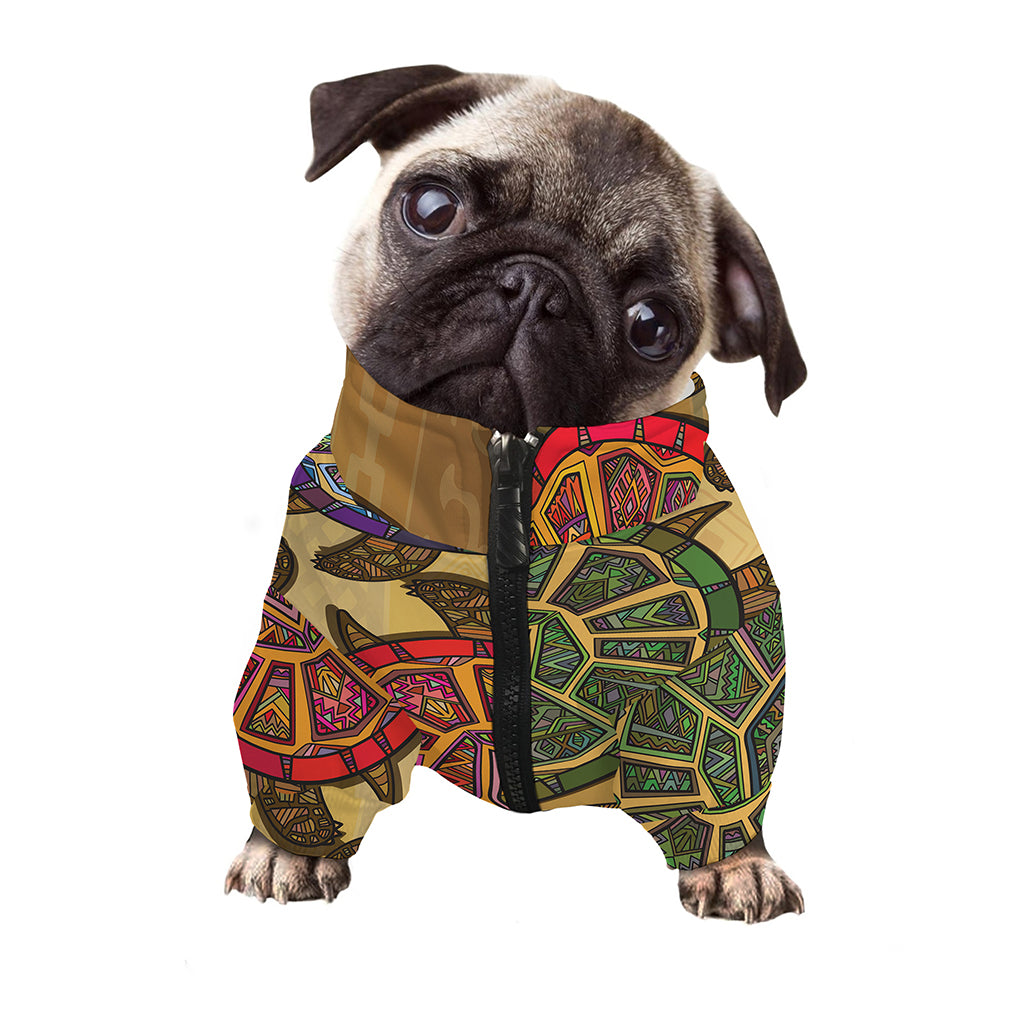 Ethnic Sea Turtles Print Dog Zip Up Jacket
