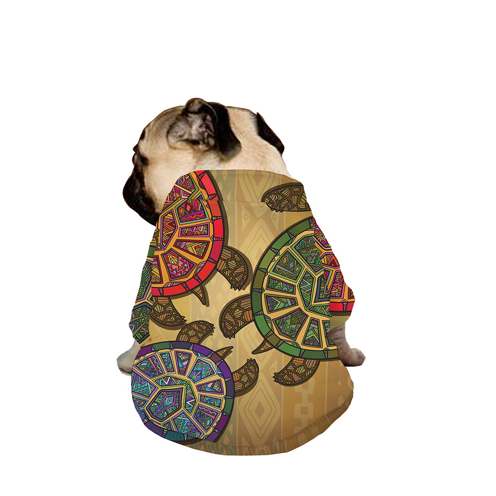 Ethnic Sea Turtles Print Dog Zip Up Jacket