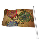 Ethnic Sea Turtles Print Flag