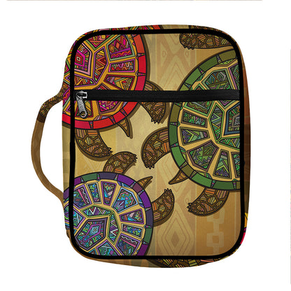 Ethnic Sea Turtles Print Front Pocket Bible Bag