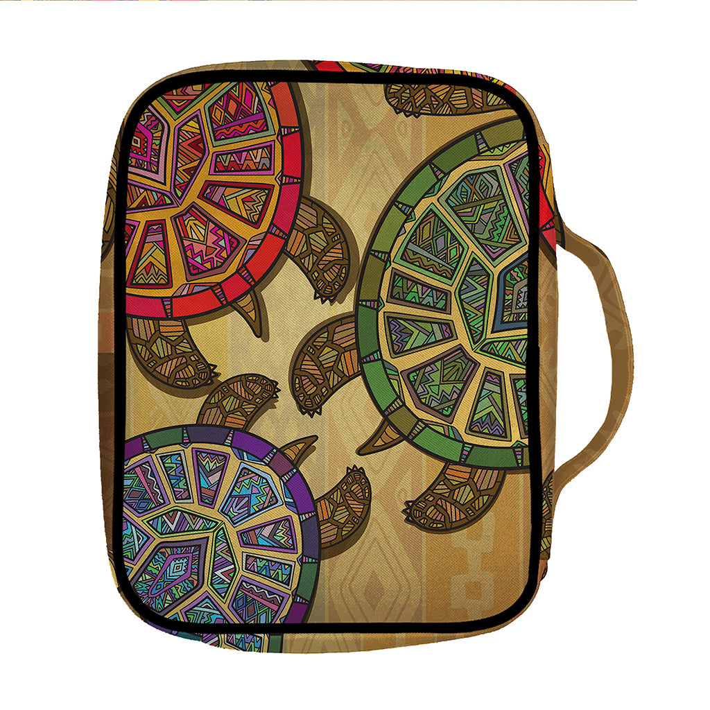 Ethnic Sea Turtles Print Front Pocket Bible Bag