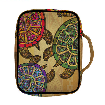 Ethnic Sea Turtles Print Front Pocket Bible Bag