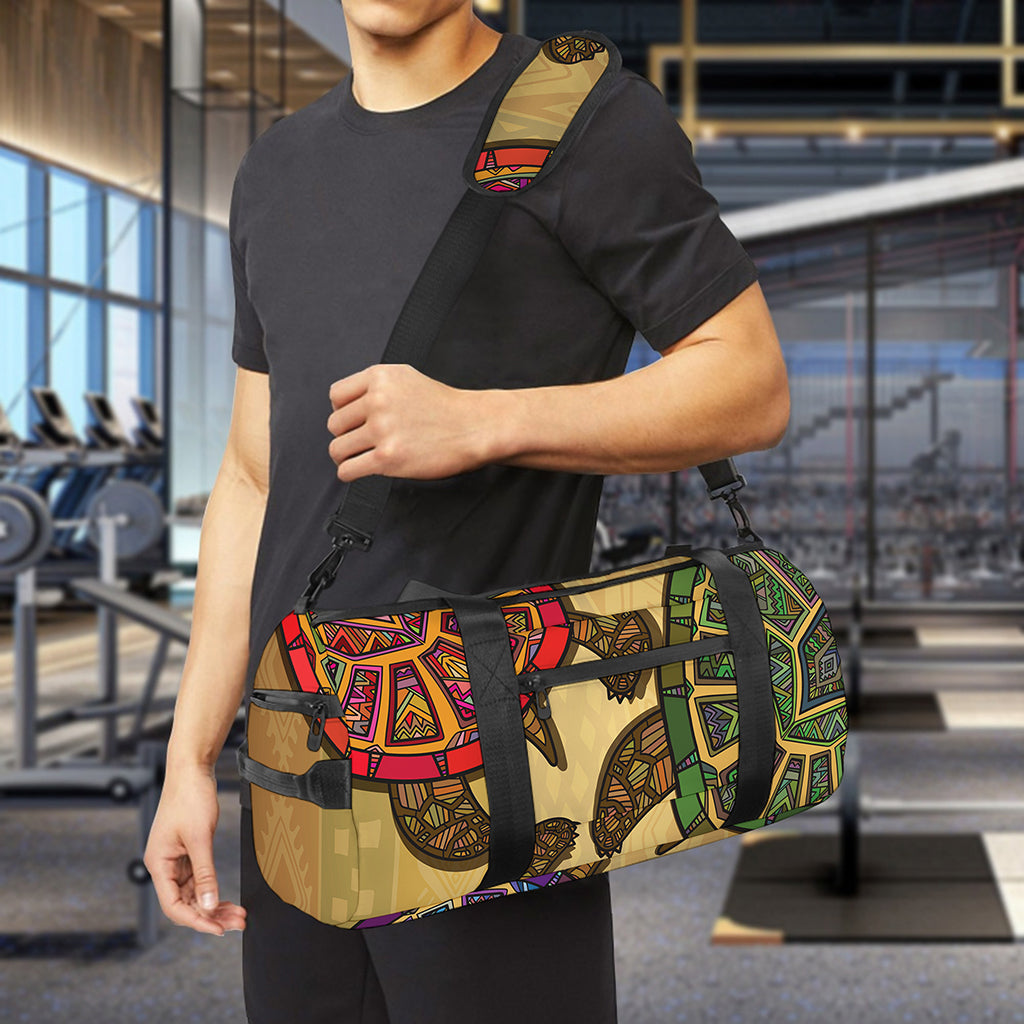 Ethnic Sea Turtles Print Gym Bag