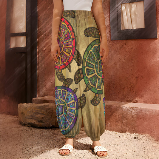 Ethnic Sea Turtles Print Harem Pants