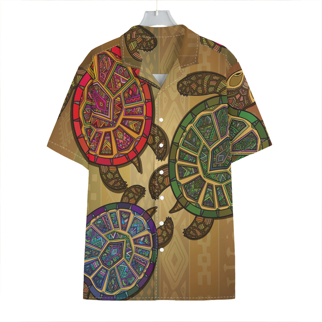 Ethnic Sea Turtles Print Hawaiian Shirt