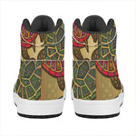 Ethnic Sea Turtles Print High Top Leather Sneakers