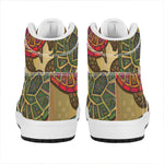 Ethnic Sea Turtles Print High Top Leather Sneakers