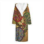 Ethnic Sea Turtles Print Hooded Bathrobe