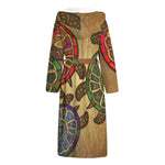 Ethnic Sea Turtles Print Hooded Bathrobe