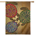 Ethnic Sea Turtles Print House Flag