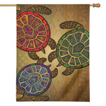 Ethnic Sea Turtles Print House Flag