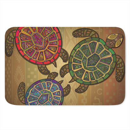 Ethnic Sea Turtles Print Indoor Door Mat